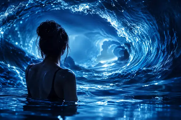 Tiefblaue abstrakte Kunst für ein Spicy-Video-Modell
