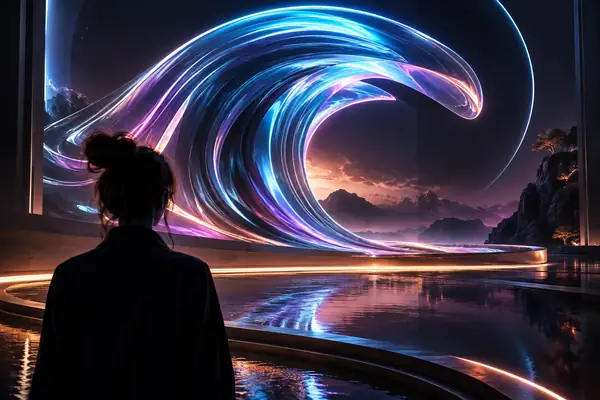 Abstraktes Neon-Modellkunstwerk